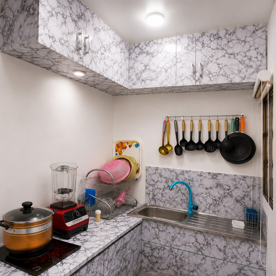 Equipped kitchen at Elite Comfort Apartment